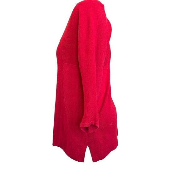 Chico's Red Tunic Top Cotton Women 2 / Large Round Neck 3/4 sleeves - Picture 3 of 9